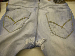 Before: Crotch blow out repair / restoration work