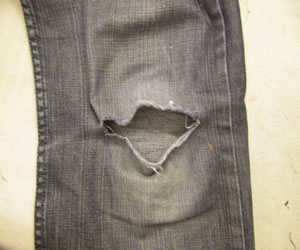 Before: large knee rip in these vintage Levis